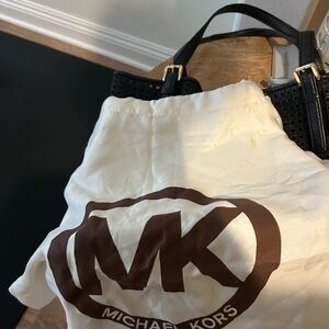 Michael kors perforated black tote